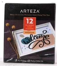 Arteza Premium Black 12 Count Oil Based Paint Markers Med Bullet Nib