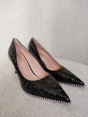 BigTree Women Pump 41 Patent Leather Slip On Beaded Stiletto Heel Shoes US 10