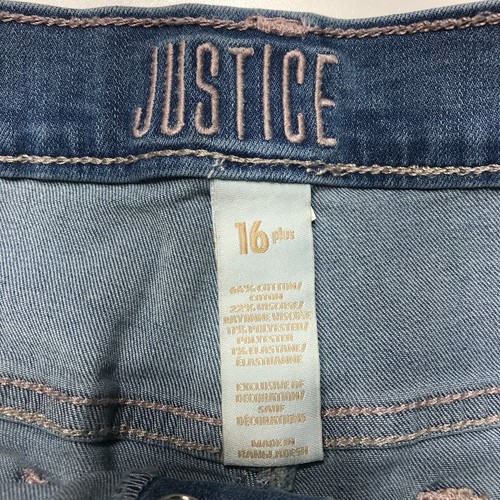 Justice Shorts Girls Size 16 Plus Button Fly Denim Distressed Cut Off High Rise - Picture 6 of 10