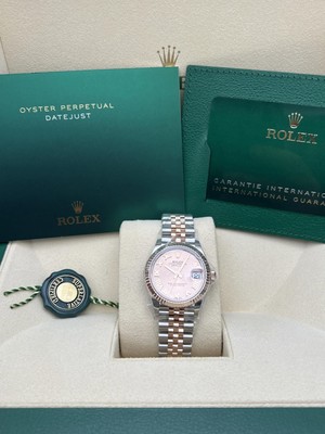 New Rolex Datejust 31mm 278271 18K Rose Gold Fluted Pink Roman Dial B&P