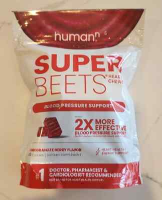 HumanN  SUPER BEETS Heart Chews Pomegranate 60 ct  New & Sealed