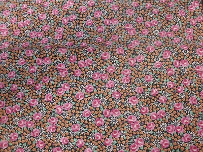 Coupon De Tissu Vintage à Petites Fleurs - 59 X 64 Cm - Coton - Occasion Lavé - France