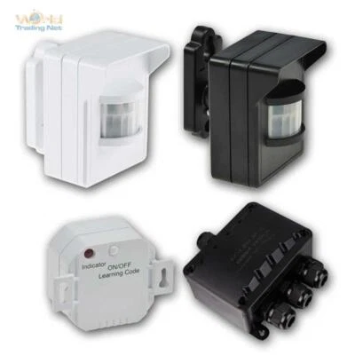 WORLD-TRADING-NET Außen-Funk-Bewegungsmelder & Empfänger, kabellos Batteriebetrieb 230V Schalter