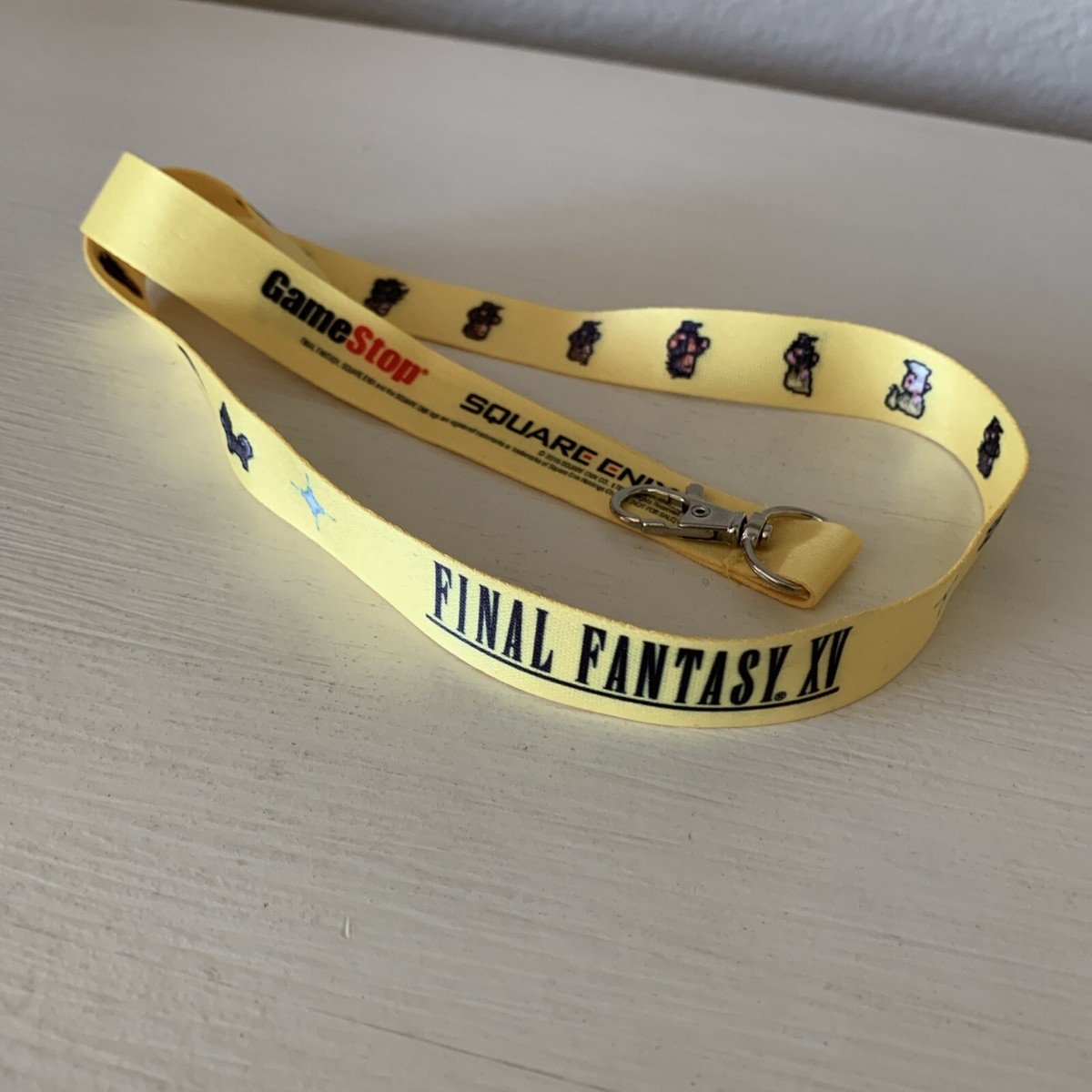 NEW Final Fantasy FF Yellow Lanyard Retro Pixel 8/16-Bit Square