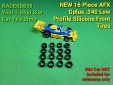 AFX G+ G-PLUS AURORA 16 Piece Silicone Tires LOW Profile FRONTs HO Slot Car 