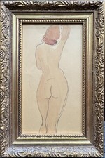 Quadro Disegno Elevazione D'Acquerello Su Carta - Nudo di Donna Di da Spalla