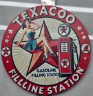 VINTAGE TEXACO GASOLINE SIGN PUMP PLATE GAS STATION OIL 7 3/4" x 7 3/4"