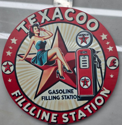 VINTAGE TEXACO GASOLINE SIGN PUMP PLATE GAS STATION OIL 7 3/4'' x 7 3/4''