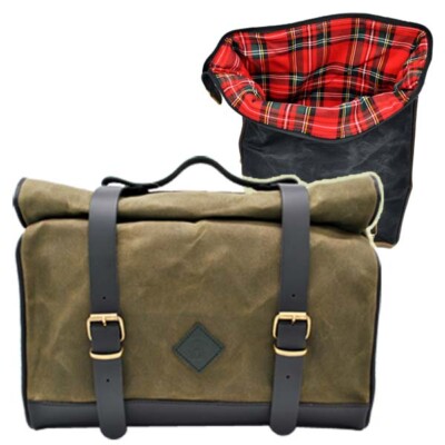 ExMoto left bag kit green black 19/24lt + black frame Triumph T100 from '17