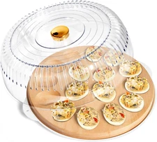 Reversible Wood Charcuterie Board with Lid - Deviled Egg Platter & Holder - Coun