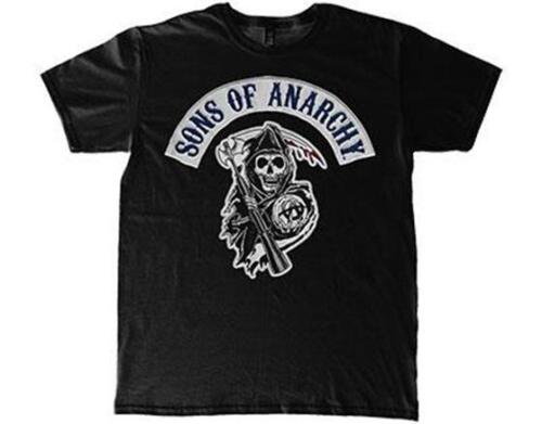OFFICIAL LICENSED - SONS OF ANARCHY - LOGO PATCH T SHIRT BIKER GANG - Afbeelding 1 van 1