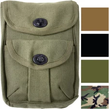 ARMYU Canvas 2 Pocket Mini Ammo Pouch Tactical Shell Holder w/ Belt Loop