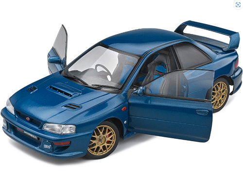 Subaru Impreza 22B STi RHD 1998 Azul Metálico Dorado Ruedas Solido 1/18 Diecast - Imagen 4 de 5
