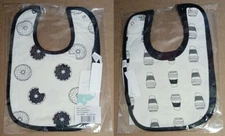 One Size 2-Pack Bibs Donuts & Coffee Layette by Monica + Andy New in Packaging