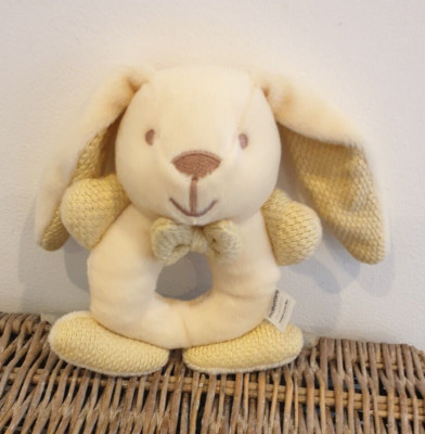 Vintage Mothercare gelber Hase Kaninchen Stofftier Rassel (0520) - 6 Zoll