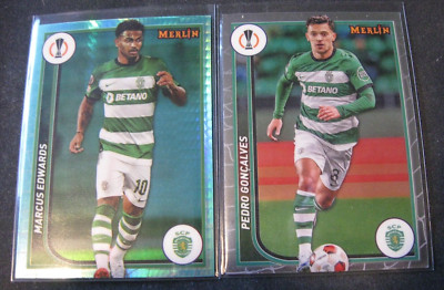 MARCUS EDWARDS/PEDRO GONCALVES 2-CARD LOT 2023-24 Merlin UEFA AQUA PRISM/Base