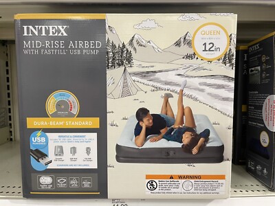 BRAND NEW SEALED Intex Mid Rise 12'' Air Mattress with Internal USB Pump-Queen