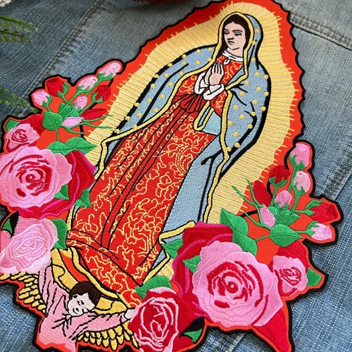Virgin Mary our lady of guadalupe Iron on Embroidered Large Back patch XL