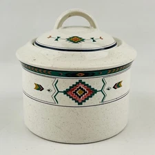 Studio Nova Adirondack Sugar Bowl & Lid Southwest Aztec Stoneware