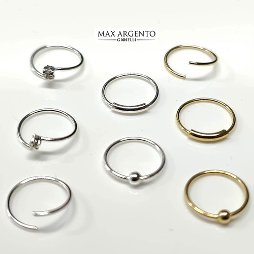 8 PIERCING CERCHIETTO NASO ARGENTO 925‰ CARTILAGINE TRAGO ORO & ARGENTO - Foto 4 di 4