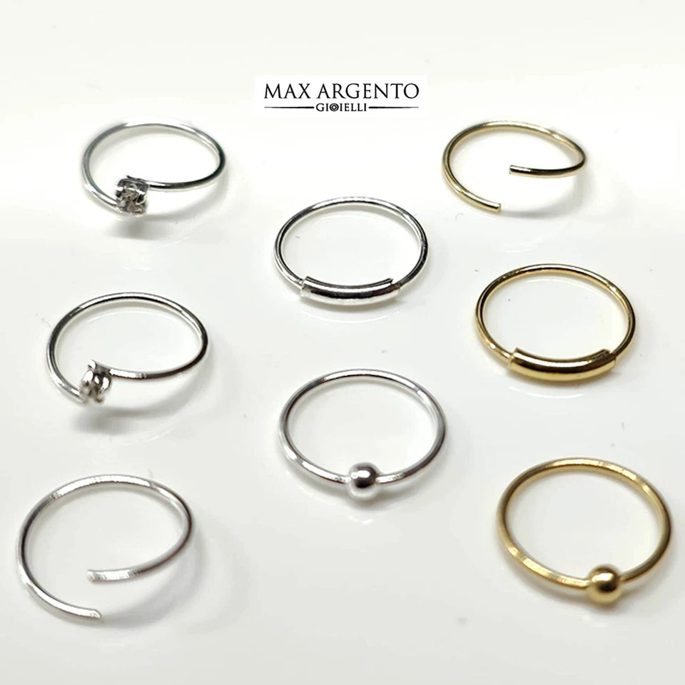 8 PIERCING CERCHIETTO NASO  ARGENTO 925‰ CARTILAGINE TRAGO  ORO & ARGENTO - Immagine 4 di 4