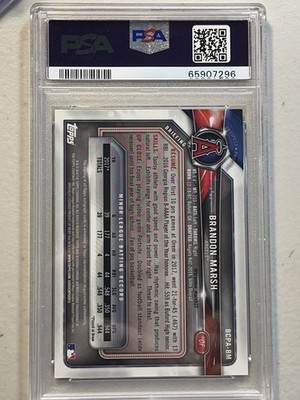 2018 bowman Brandon marsh auto リフ PSA9 Brandon Marsh PSA 9 2018 Bowman Chrome 50 /50 Gold Shimmer Auto