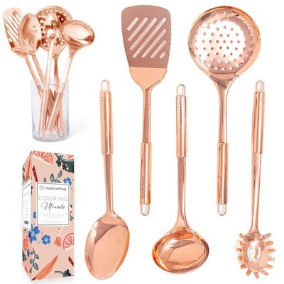 Copper Cooking Utensils Set   5-Piece Rose Gold Stainless Copper, 