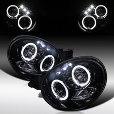Fit 2002-2003 Subaru Impreza Wrx Black Smoke Led Halo Projector Headlights Lamps