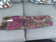 Vintage Floral Tapestry Pashmina Shawl Scarf Winter Wrap Metallic Shimer Fuchsia