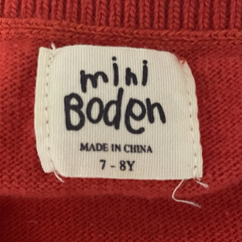 Mini Boden Suéter Cárdigan Niñas Talla 7-8 Años Rojo Floral Preppy Vacaciones Foto 3 de 4