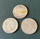 Lot of 3 - 1924, 1925, 1934 Peace Dollars, 90% Silver!
