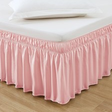 MEILA Wrap Around Bed Skirt Three Fabric Sides Elastic Dust Ruffled 16 Inch T...