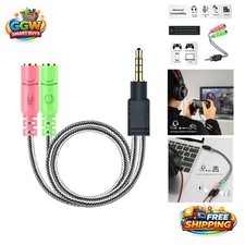 Durable 3.5mm Headset Audio Splitter Cable   Ideal for Mobile and PC