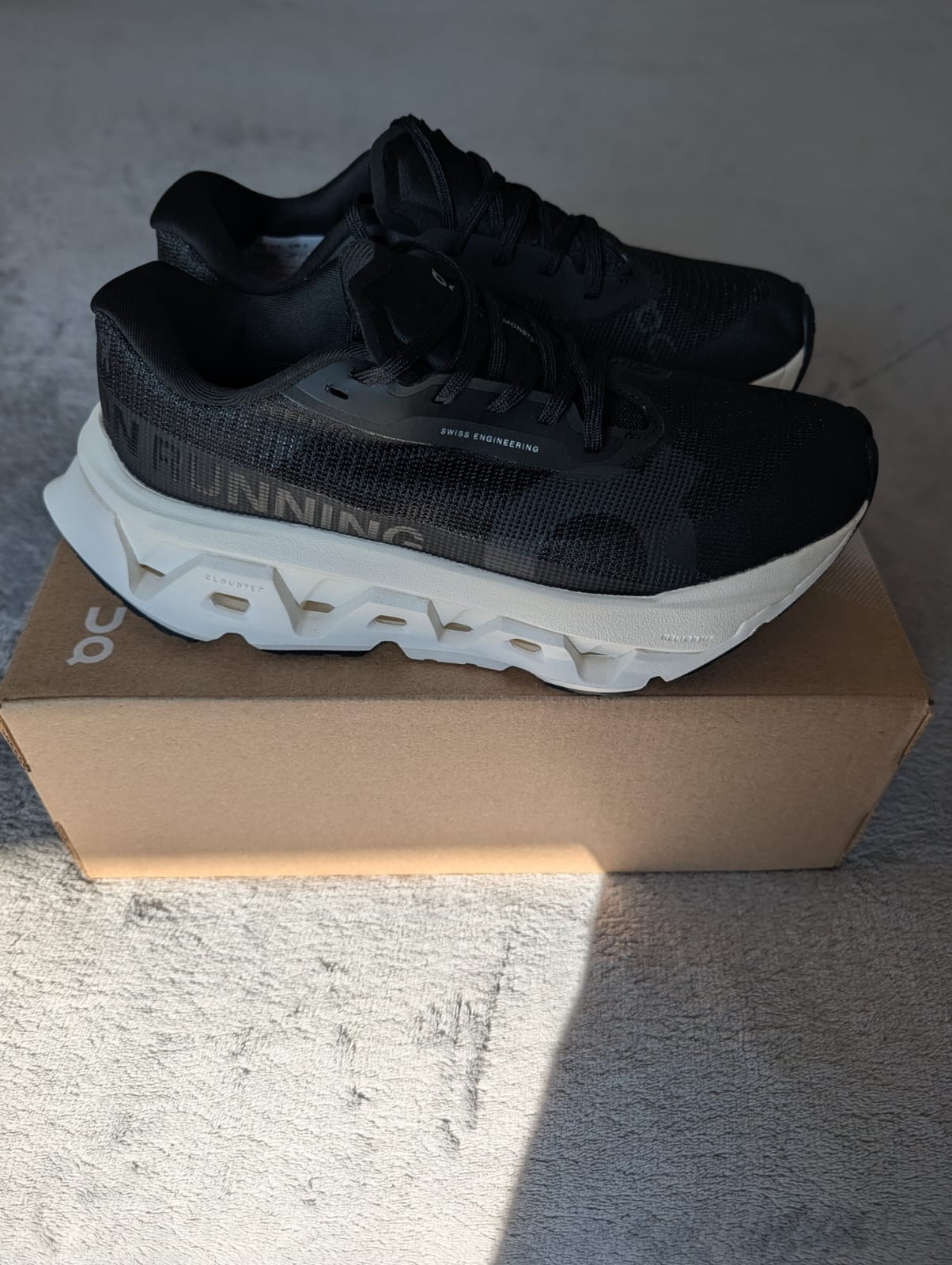 On Cloud Women's Running Shoes Cloud Monster 3 Hyper In Black With White Sole