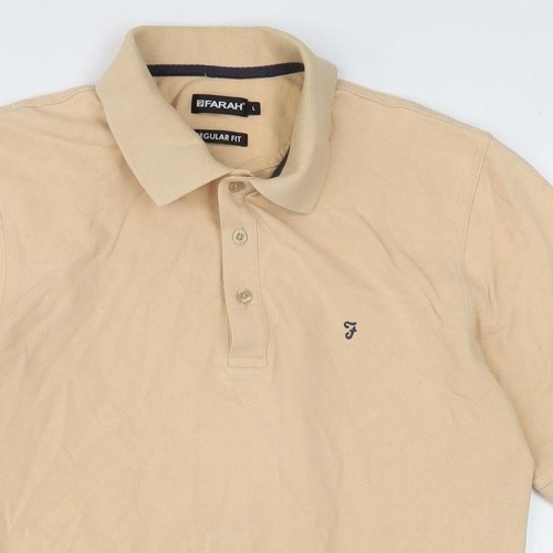 Farah Men's Beige Polo Shirt L Regular Fit - Picture 9 of 12
