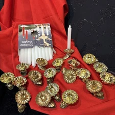 Christmas Tree Clip Variety Goldtone Candle Holder Lot Of 19 Including 20Candles