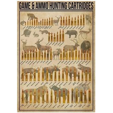 Game Ammo Hunting Cartridges Vintage Chart Poster