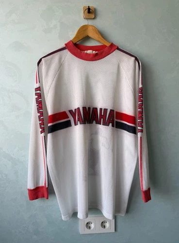 Vtg 70s 80s Yamaha Mode Motocross Mesh Jersey Long Sleeve White Racing Shirt L