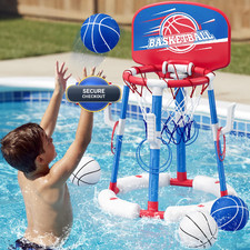 Hyes 2 In 1 Pool Basketball Hoop Toss Game Floating Pool Toy - - 4