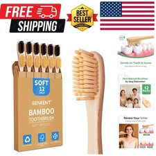 Bamboo Toothbrushes 12 Pack Natural Toothbrushes BPA Free Soft Bristles Tooth...