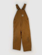 Carhartt Kids Size 6 Quilt Lined Duck Canvas Insulated Bib Overalls Brown CM8625