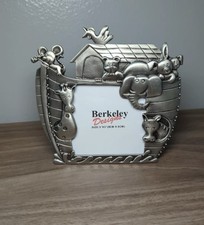Noah  s Ark 3x3  Animal Frame, Silver Metal Picture Frame, Baby Nursery Decor