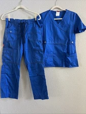 Dickies Women Scrub Set ROYAL Small Top XS Pants Elastic drawstring