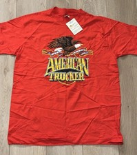Vintage American Trucker Eagle Graphic T-Shirt XL Red 90s Made in USA