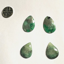 EMERALD MATCHING 2 X PAIR OF ROSECUT CABOCHON 20X24MM 36CT ALL NATURAL DRILLED