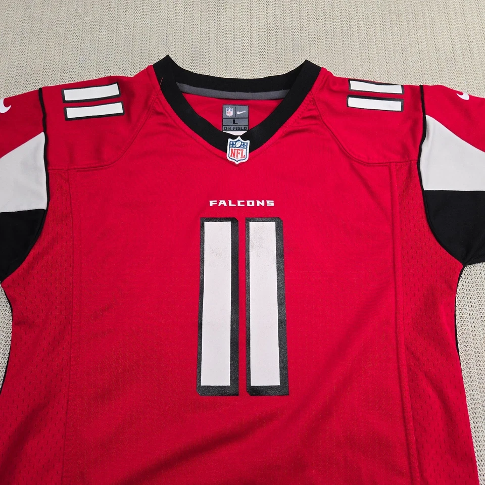 Camiseta de fútbol Nike Atlanta Falcons juvenil grande roja negra Julio Jones #11 Foto 3 de 4