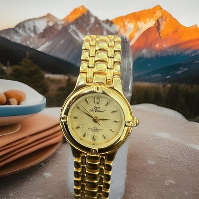 jean st. pierre, ladies dress watch gold tone 24 mm stainless steel