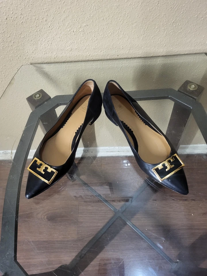 Zapatos para mujer Tory Burch de gamuza y cuero negros, talla 8,5 M, estado en muy buen estado Foto 3 de 4