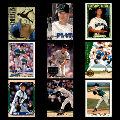 Tim Davis Lot 9 Different Baseball Cards 1994(RC/Rookies)-1995 Seattle Mariners