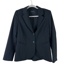 LAFAYETTE 148 WOMENS size 6 black virgin wool 2 button career blazer